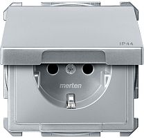 Розетка с заземлением без рамки Schneider Electric Merten Antique 1-м. крышка шторки IP44 сталь картинка